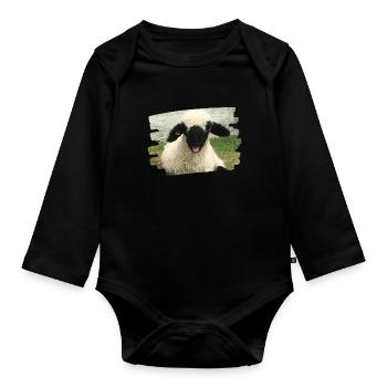 cheeky lamb - Organic Longsleeve Baby Bodysuit - black - Front