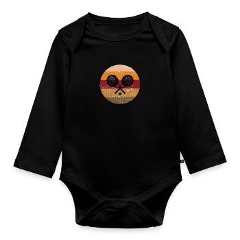 Padel Tennis Minimalismus Vintage - Baby Bio-Langarm-Body - Schwarz - Vorne