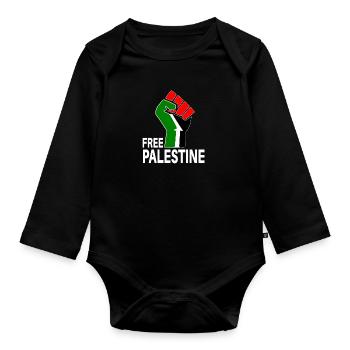 Free Palestine - Organic Longsleeve Baby Bodysuit - black - Front