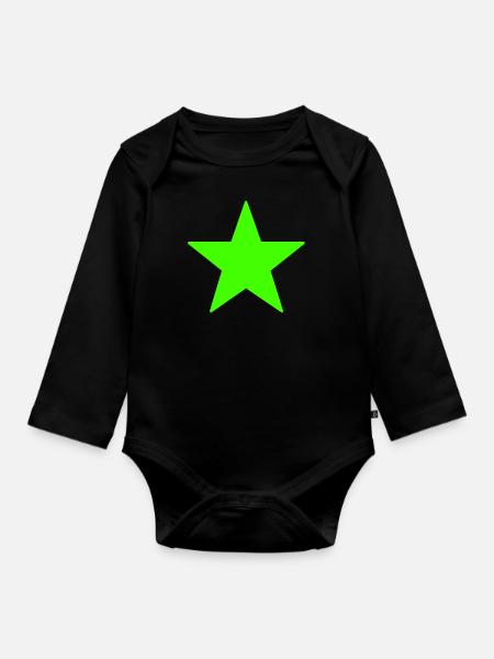 grüner Stern - Baby Bio-Langarm-Body - Schwarz