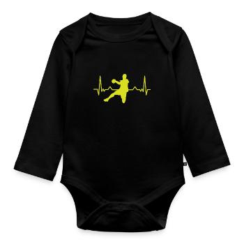 Handball Player Pulse Trainer Hobby Sport Cadeau - Body Bébé bio manches longues - noir - Devant