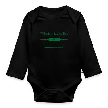 Widerstand ist zwecklos Geschenk Elektriker Spruch - Baby Bio-Langarm-Body - Schwarz - Vorne