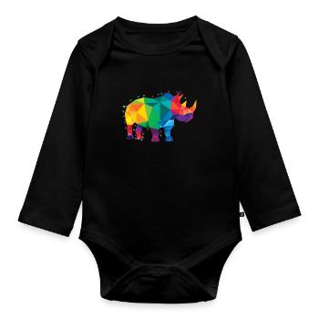 Chubby Unicorn colorful - Organic Longsleeve Baby Bodysuit - black - Front