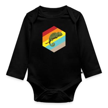 Chameleon saying gift reptile lizard - Organic Longsleeve Baby Bodysuit - black - Front