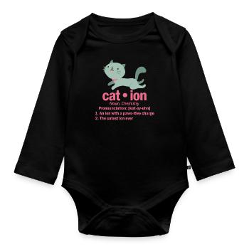 Katze Chemie Spruch Student Geschenk - Baby Bio-Langarm-Body - Schwarz - Vorne