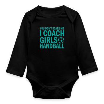 Coach girls handball sport hobby gift - Organic Longsleeve Baby Bodysuit - black - Front