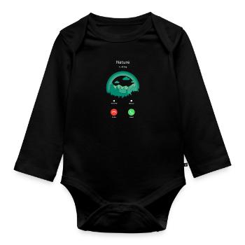 Nature lover Freedom Nature is calling - Organic Longsleeve Baby Bodysuit - black - Front