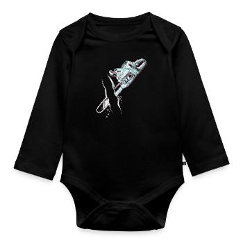 Tronçonneuse tronçonneuse pour bûcherons - Body Bébé bio manches longues - noir - Devant