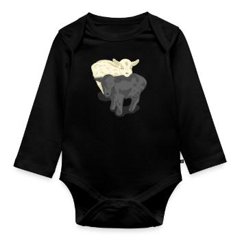 chèvres - Body Bébé bio manches longues - noir - Devant