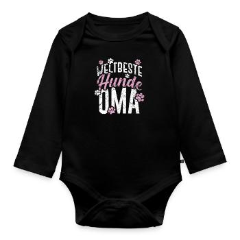 Oma Geschenk Spruch Weltbeste Hunde Oma - Baby Bio-Langarm-Body - Schwarz - Vorne