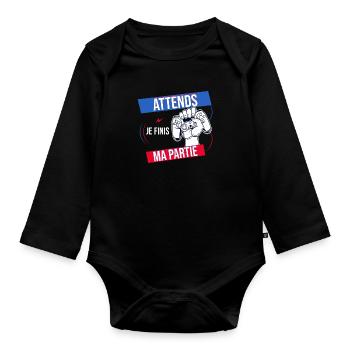 Wait I Finish My Battle Party - Organic Longsleeve Baby Bodysuit - black - Front