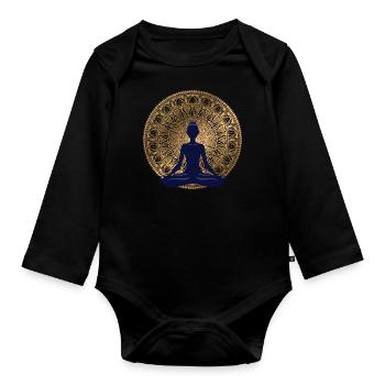 meditation - Organic Longsleeve Baby Bodysuit - black - Front