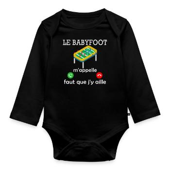 le babyfoot m'appelle / humour baby-foot - Body Bébé bio manches longues - noir - Devant