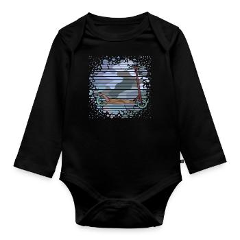 Roller - Baby Bio-Langarm-Body - Schwarz - Vorne