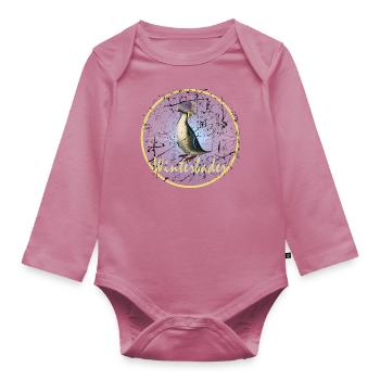 winterbader eisbader crazy ice penguin winter bathing - Organic Longsleeve Baby Bodysuit - mauve - Front