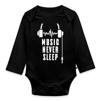 Music Never Sleep - Baby Bio-Langarm-Body - Schwarz - Vorne