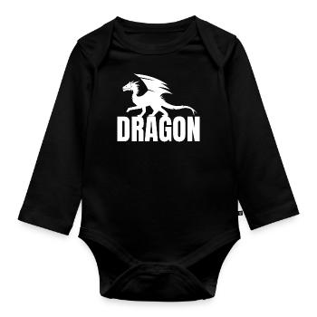 Dragon Typography - Organic Longsleeve Baby Bodysuit - black - Front