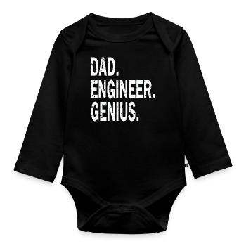 Dad Engineer Genius - Baby Bio-Langarm-Body - Schwarz - Vorne