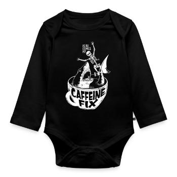 Caffeine Shark - Baby Bio-Langarm-Body - Schwarz - Vorne