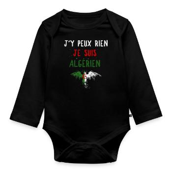 J'y peux rien Je suis Algérien - Body Bébé bio manches longues - noir - Devant