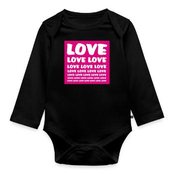 Love Love Love Liebe Liebe Liebe Love Love Love - Organic Longsleeve Baby Bodysuit - black - Front