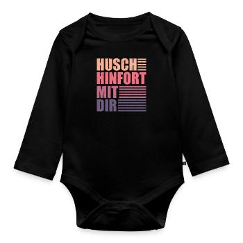 Husch hinfort mit dir! Unnötiger Sozialkontakt - Baby Bio-Langarm-Body - Schwarz - Vorne