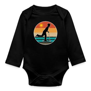 Scooter scooter vintage - Organic Longsleeve Baby Bodysuit - black - Front