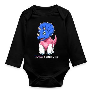 Drôle de cadeau de dinosaure transgenre - Body Bébé bio manches longues - noir - Devant