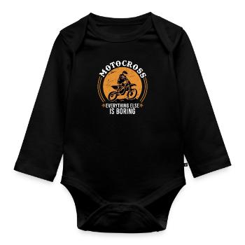 Motorcross Motorradfahrer Spruch Dirtbike Männer - Baby Bio-Langarm-Body - Schwarz - Vorne
