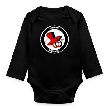 babmino antifascista - Baby Bio-Langarm-Body - Schwarz - Vorne