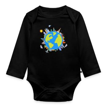 La Terre/The earth - Body Bébé bio manches longues - noir - Devant