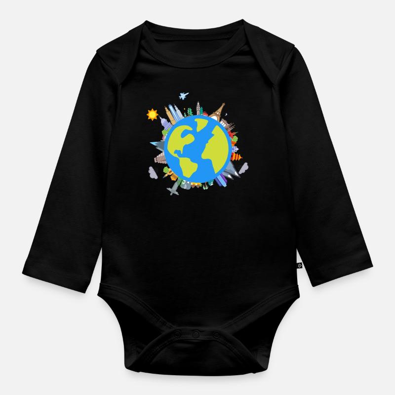La Terre/The earth - Body Bébé bio manches longues - noir