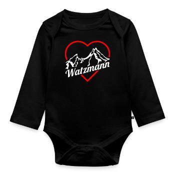 Watzmann HEART by The Manzanita´s - Baby Bio-Langarm-Body - Schwarz - Vorne