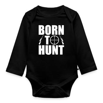 born to hunt - Baby Bio-Langarm-Body - Schwarz - Vorne