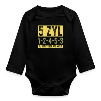 Zyl Geschenk Wagen Autofans Mechaniker - Baby Bio-Langarm-Body - Schwarz - Vorne