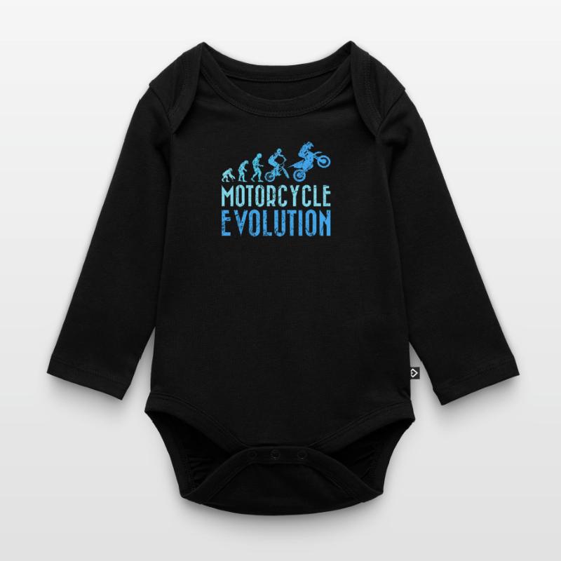 Motorcyclist Evolution Human Development Organic Longsleeve Baby Bodysuit