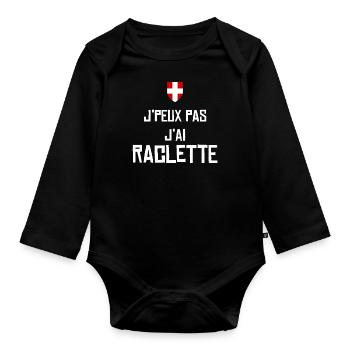 J'peux pas j'ai raclette - Body Bébé bio manches longues - noir - Devant