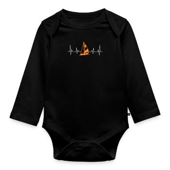 Segler Herzschlag Hobby Herzfrequenz Segelboot - Baby Bio-Langarm-Body - Schwarz - Vorne