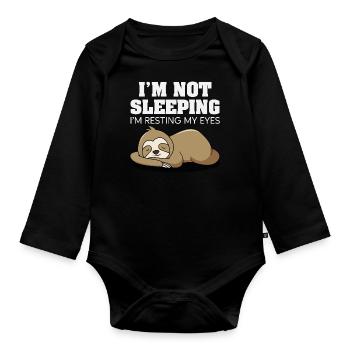 I'm not sleeping I'm resting my eyes - Organic Longsleeve Baby Bodysuit - black - Front