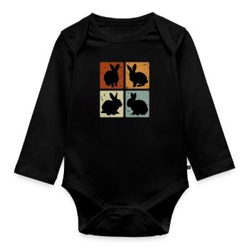 Vintage Bunnies Rabbit Retro Rodent Gift - Organic Longsleeve Baby Bodysuit - black - Front
