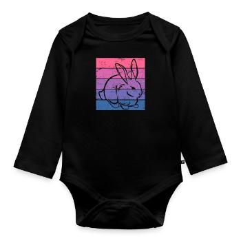 Kaninchen Frauen Geschenk Retro Hase Haustier - Baby Bio-Langarm-Body - Schwarz - Vorne