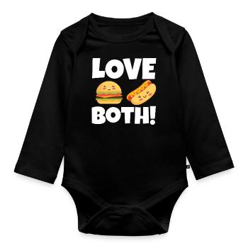 burger hotdog - Body Bébé bio manches longues - noir - Devant