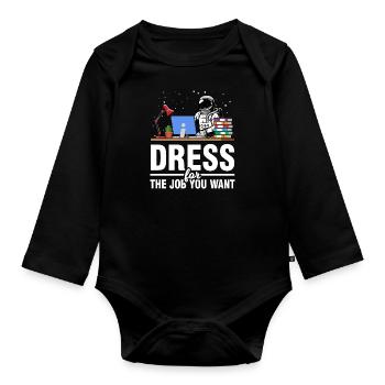 Astronaut Space Office Job - Organic Longsleeve Baby Bodysuit - black - Front