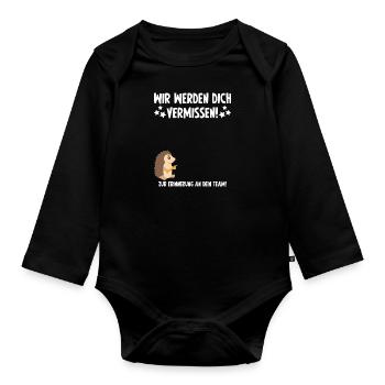Vermissen Geschenk Abschied Kollege Arbeit - Baby Bio-Langarm-Body - Schwarz - Vorne