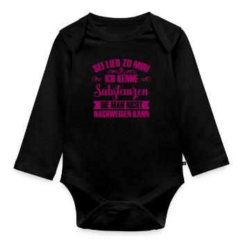 Substanzen Apotheke Geschenk Apotheker - Baby Bio-Langarm-Body - Schwarz - Vorne
