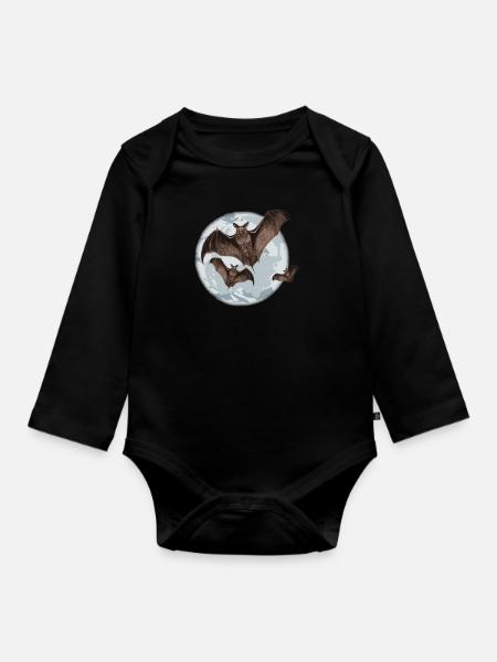 Fledermaus - Baby Bio-Langarm-Body - Schwarz