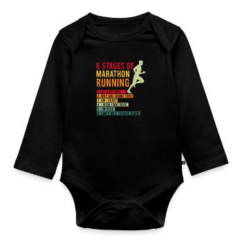 Marathon course cadeau 6 étapes demi-marathon - Body Bébé bio manches longues - noir - Devant