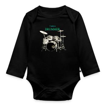 I am a Drummer Schlagzeuger Schlagzeug - Baby Bio-Langarm-Body - Schwarz - Vorne