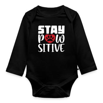 Stay Pawsitive Positive - Body Bébé bio manches longues - noir - Devant