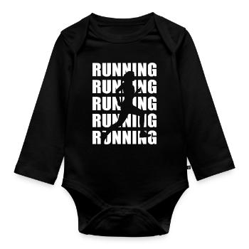 Running Girl Jogging Course - Body Bébé bio manches longues - noir - Devant
